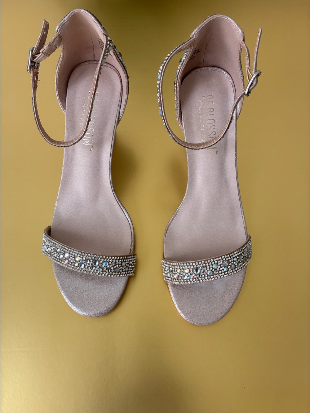 Nero Giardini Blush Pink Crystal Ankle-Strap Heels